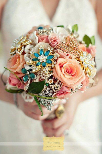 Beautiful Wedding rose posy bride bridesmaid diamante effect flowers pearls 