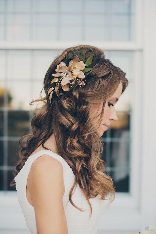 wedding hairstyles for long hair half up and half downphoto