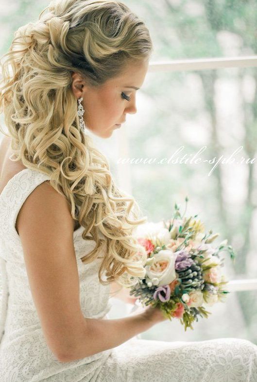 Sophisticated Half-up Half-Down Long Hairstyle for Wedding
