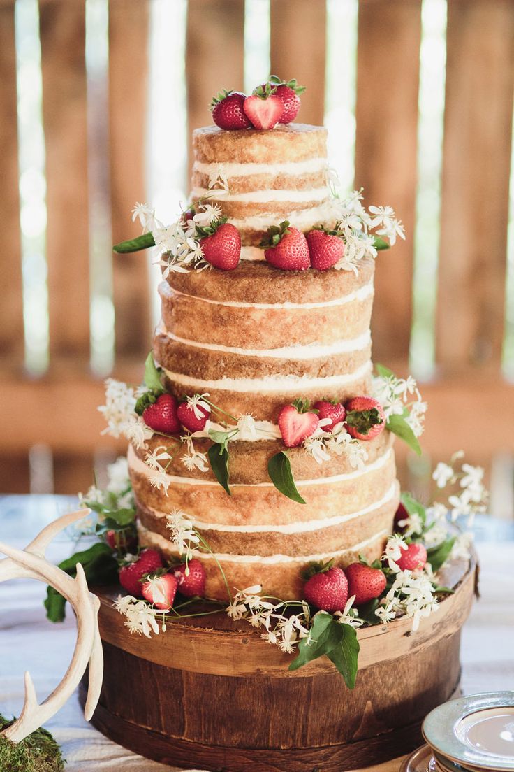 49 Naked Wedding Cake Ideas For Rustic Wedding Deer Pearl Flowers