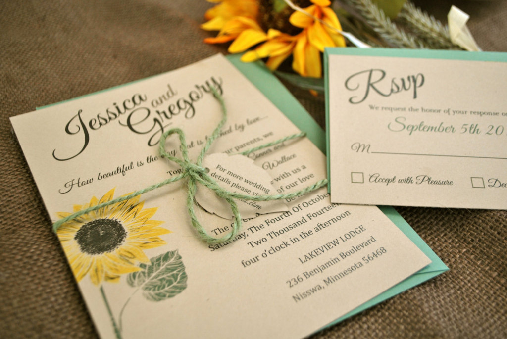 Kraft Sunflower Wedding Invitation
