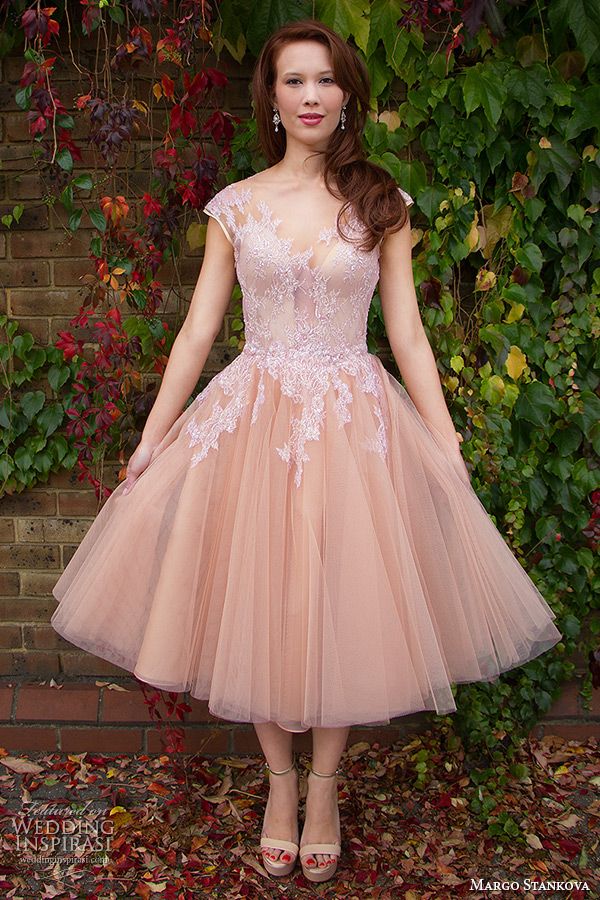 Blush Tea Length Bridesmaid Dresses ...