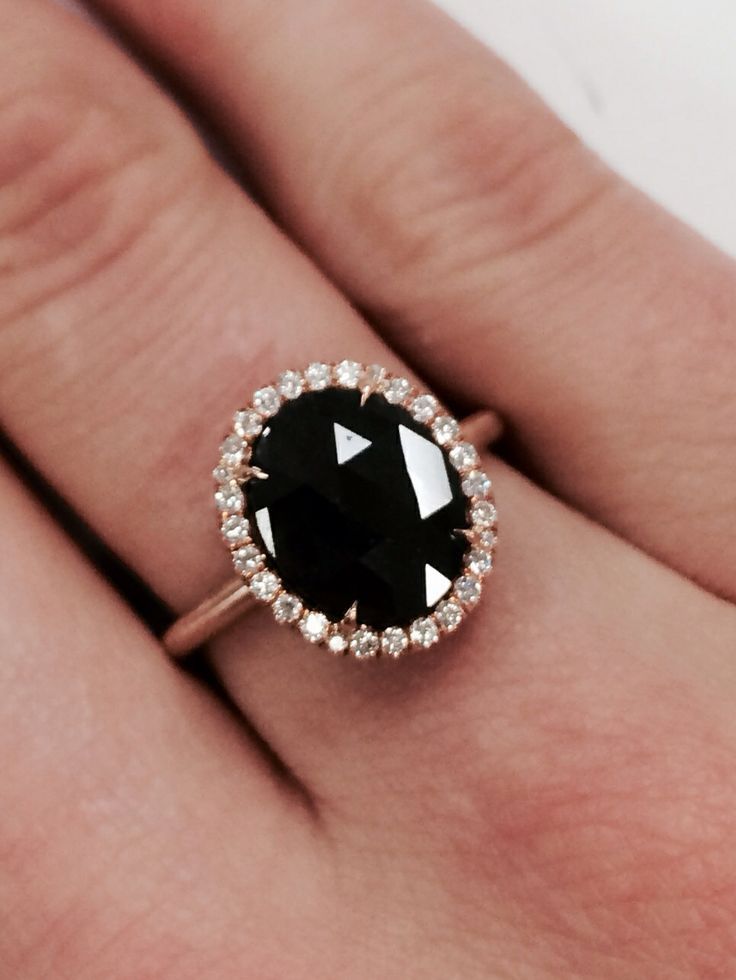 Gold and black diamond engagement ring