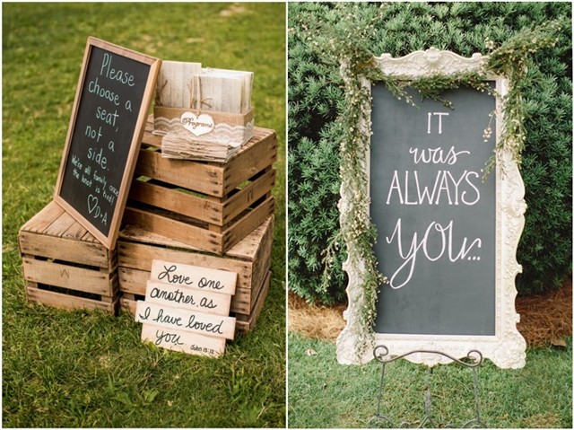Chalkboard Wedding Reception Love is in the air Sign
