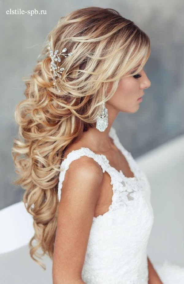 Gallery: long curly half up half down wedding hairstyle  Deer Pearl 