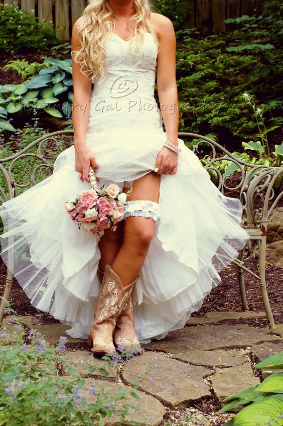High low wedding dress with cowboy boots on sale