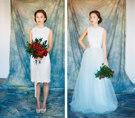 blue ombre bridesmaid dresses