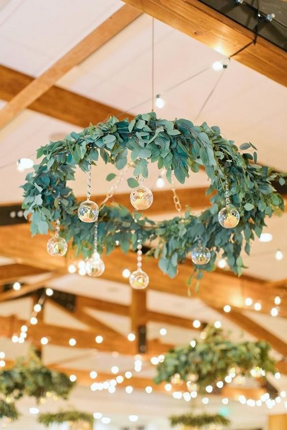 Unique Rustic Ceiling Decor- Silver dollar eucalyptus chandelier