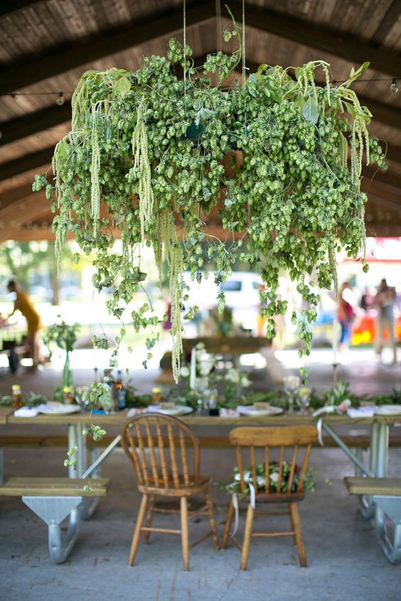 hop hanging greenery wedding chandelier decor