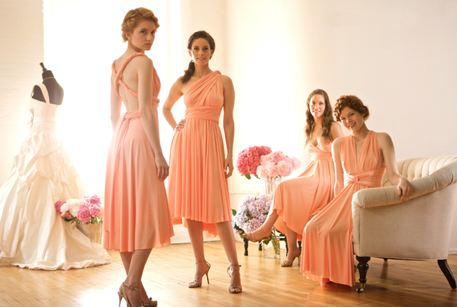 Twobirds c convertible coral bridesmaid dresses