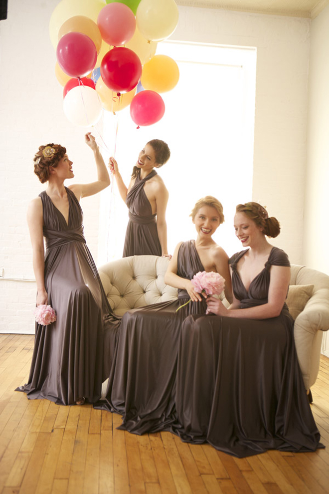 Twobirds grey convertible bridesmaid dresses