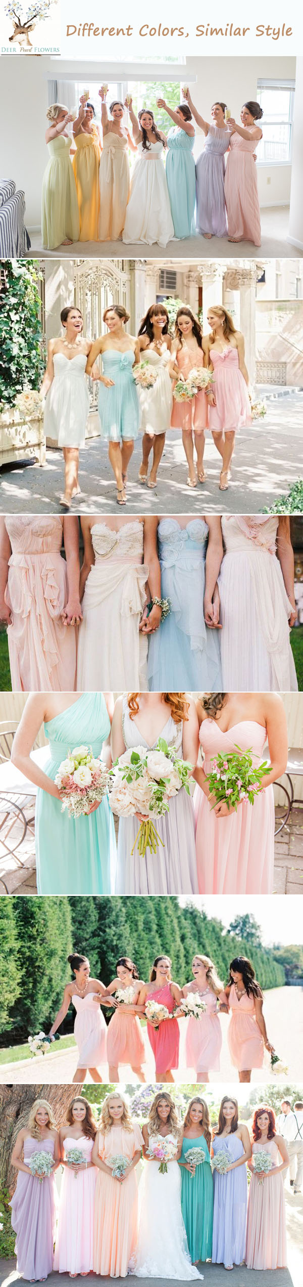 mismatch bridesmaids dresses different color similar style
