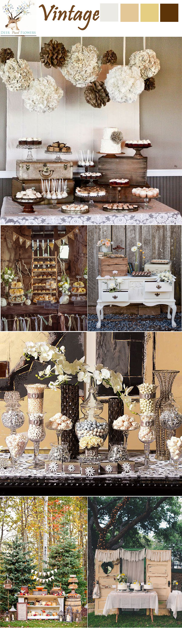 top 6 vintage chic rustic wedding table dessert ideas