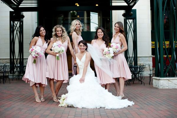 twobirds rose pink multi-wear bridesmaid dress