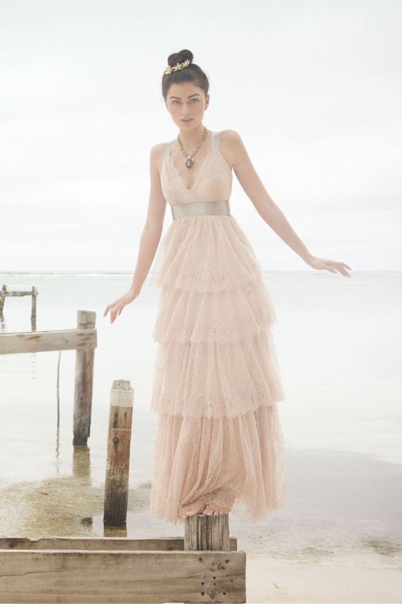 Blush Lace BHLDN Wedding Dress