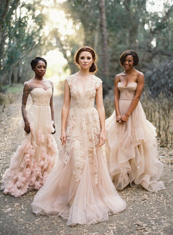 Blush Wedding Idea - Blush ruffles Wedding Dresses