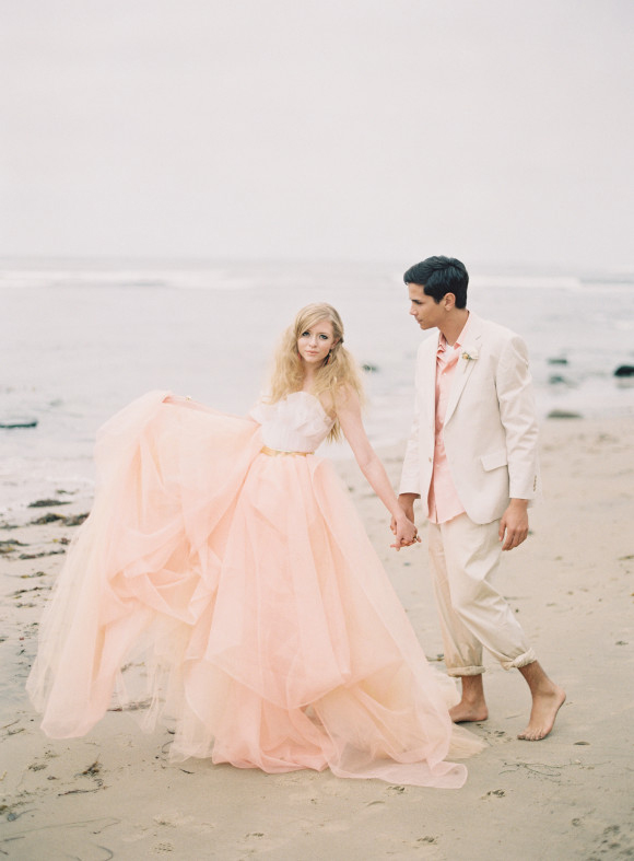 peach bridal dress