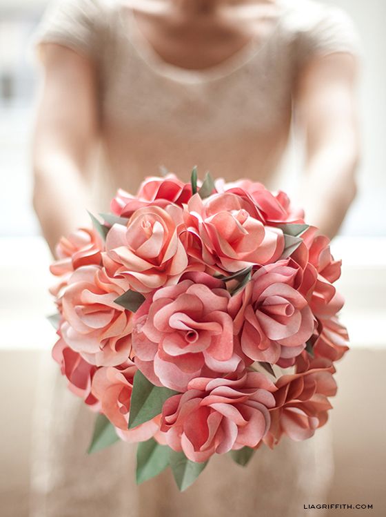 DIY Paper Rose Wedding Bouquet -lia Griffith