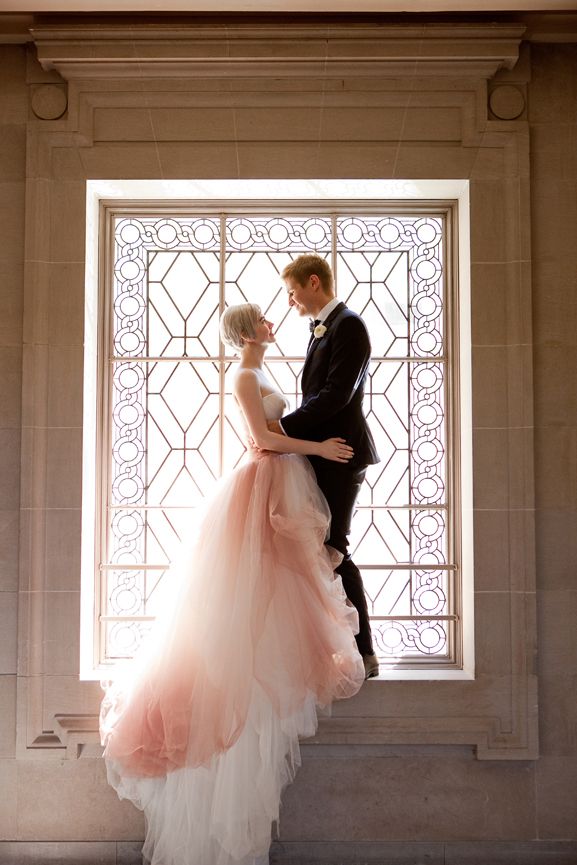 Vera Wang White Blush Ombre Wedding Dress