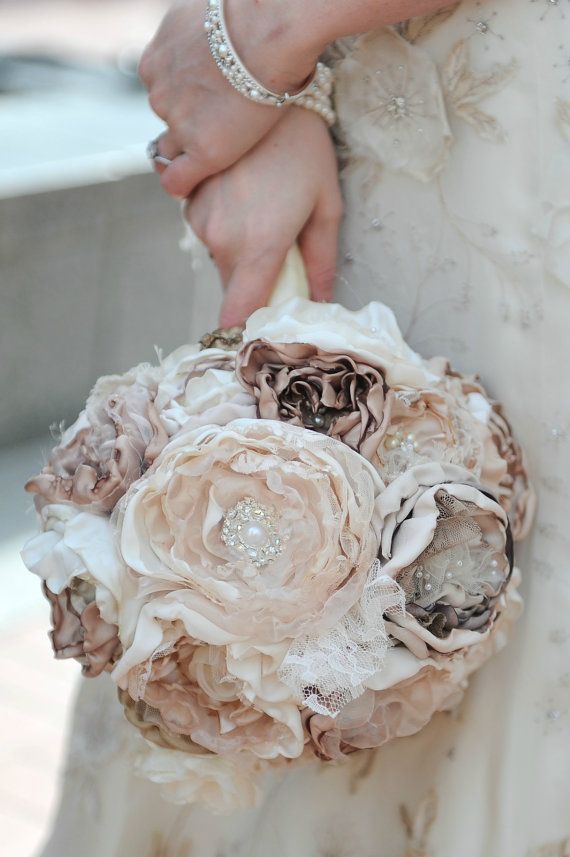 blush peach Fabric Flower Bouquet