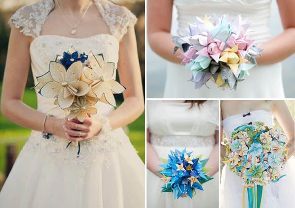 chic unique wedding ideas - origami wedding bouquet