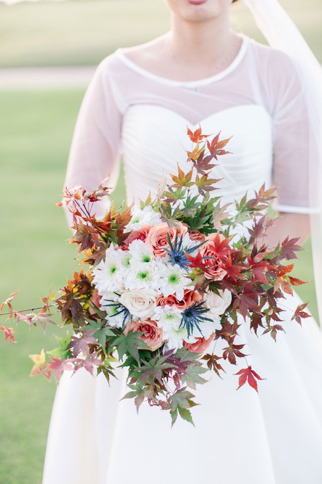 flower and leaf bouquet for rustic wedding