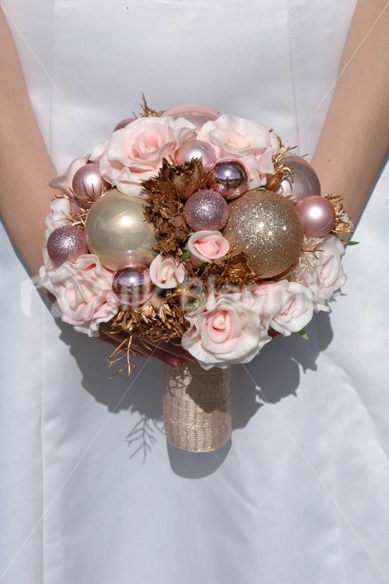 real flowers with a few green silver ornaments