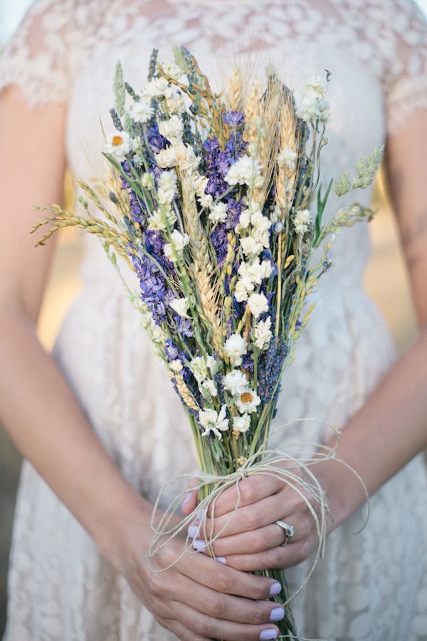 20 Chic and Fun Non-Floral Wedding Bouquet Ideas - Part 2 17 rustic wedding ideas - wheat and lavender wedding bouquet