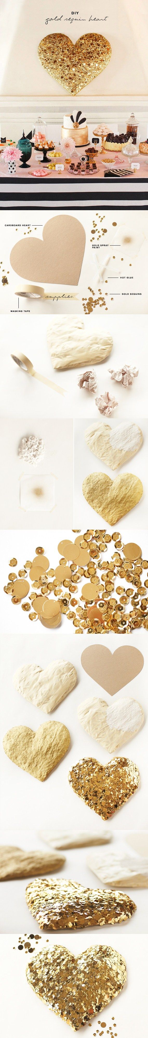 DIY Gold Sequin Heart