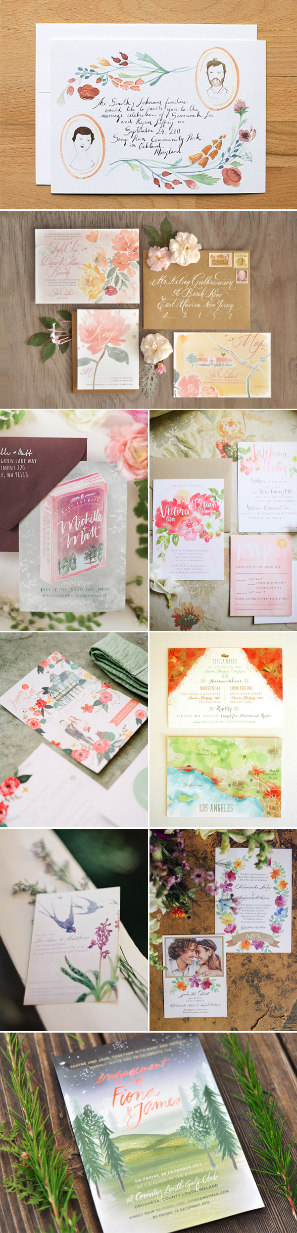 Illustration Watercolor Wedding Invitation Kits