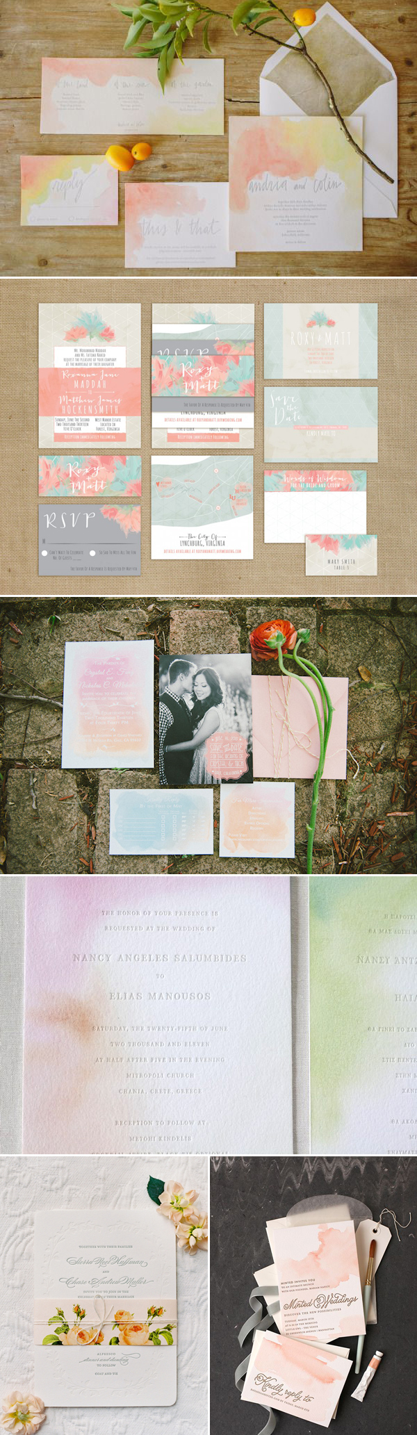 Minimalism Simple Watercolor Wedding Invitations