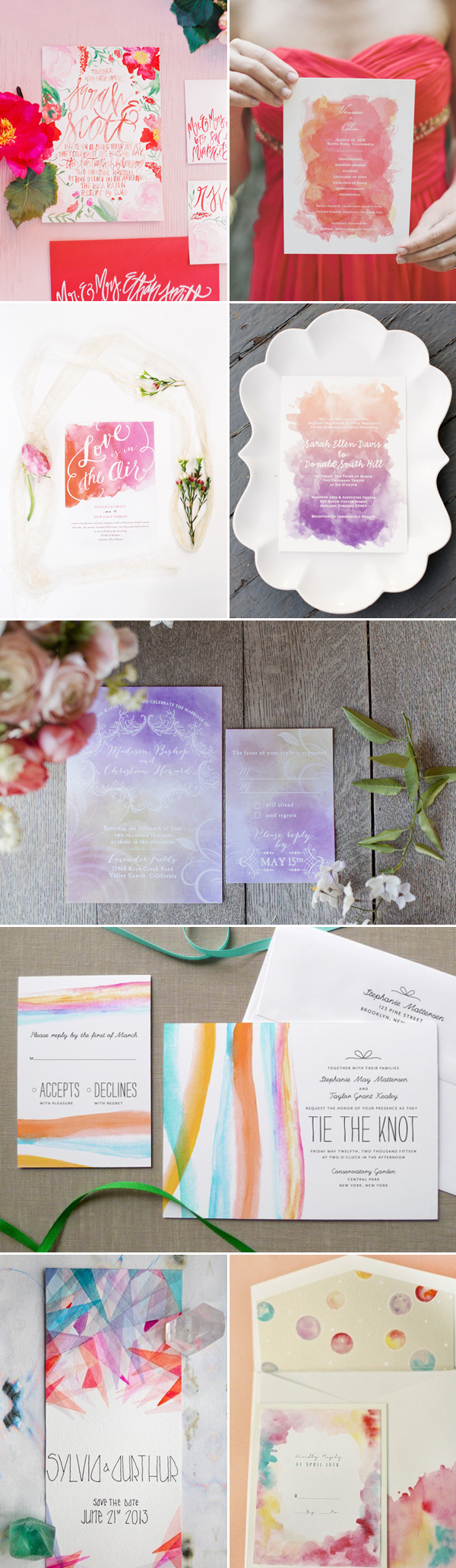 Passionate Colors Watercolor Wedding Invitations