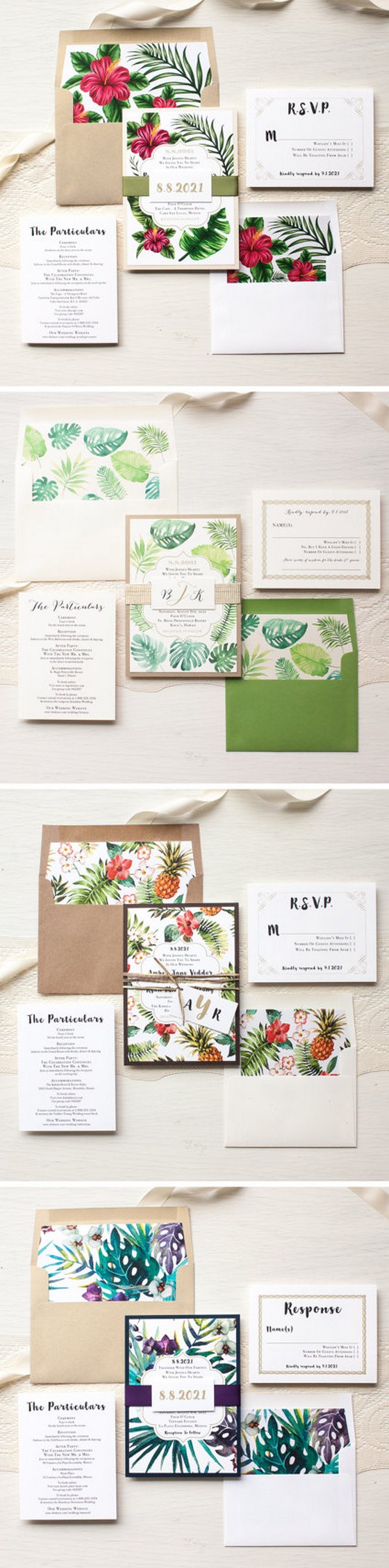 tropical watercolor wedding invitations