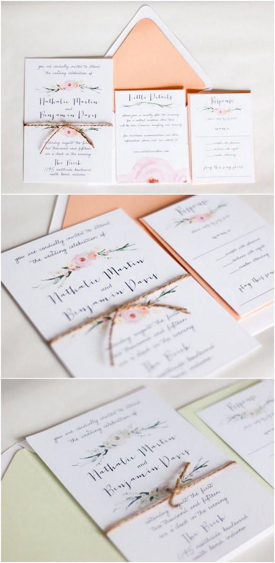 Watercolor Floral Wedding Invitation