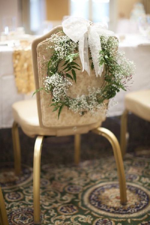 Baby's breath wreath for the bride's chair