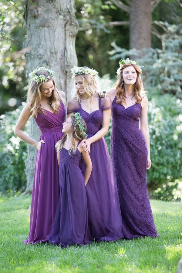 Bari Jay Purple Mismatched Bridesmaid Dresses