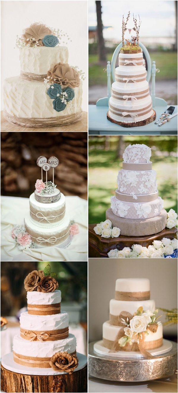 Burlap Wedding Cakes for Country Rustic Weddings