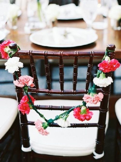 Carnation wedding chair decor