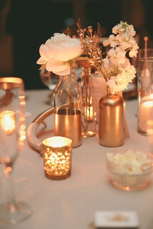 Copper Candles Wedding Centerpiece