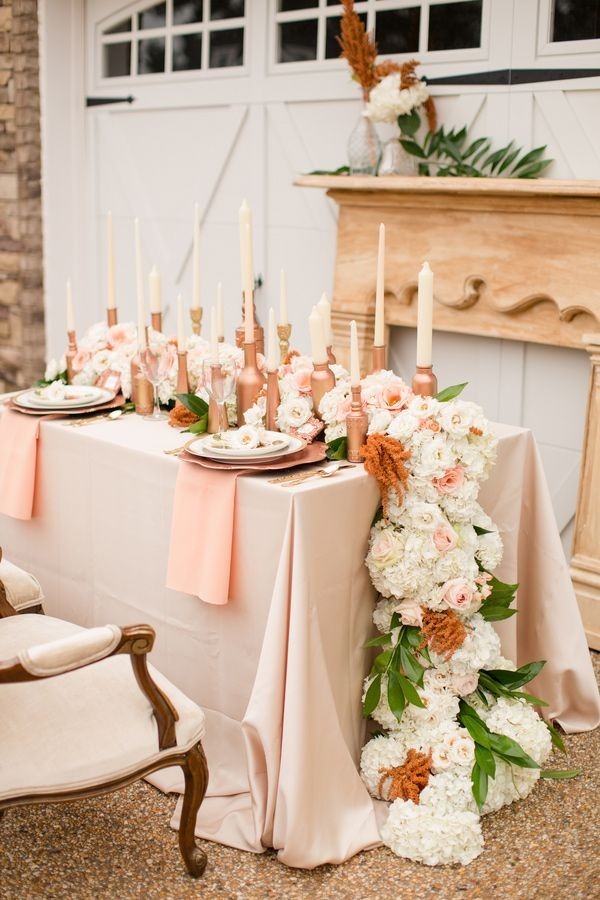 Copper Rose Gold Wedding Table Decor Ideas