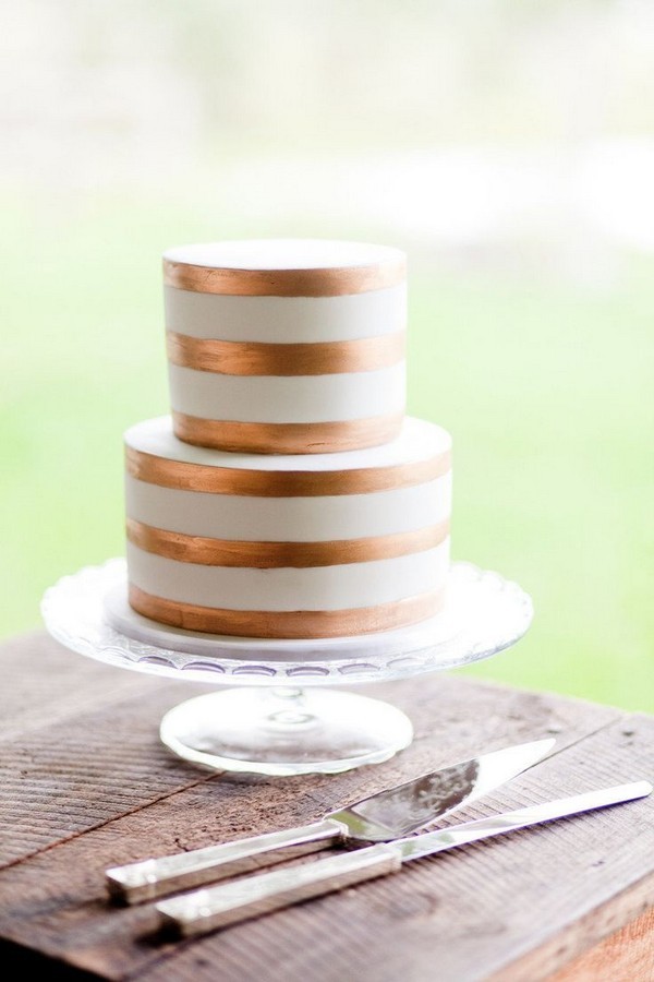Copper and White Striped Wedding Cake Ideas