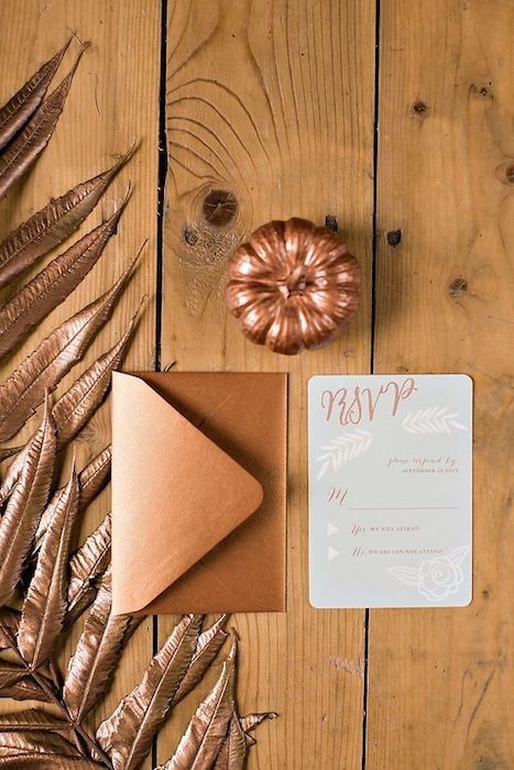 Gorgeous copper hued invitations