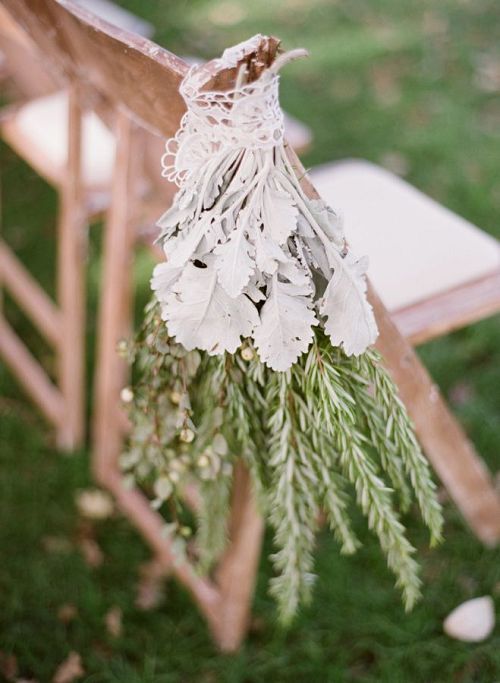 Hanging greens wedding chair decor