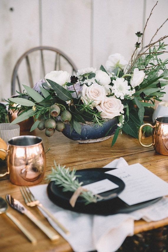 Kinfolk inspired copper wedding table ideas