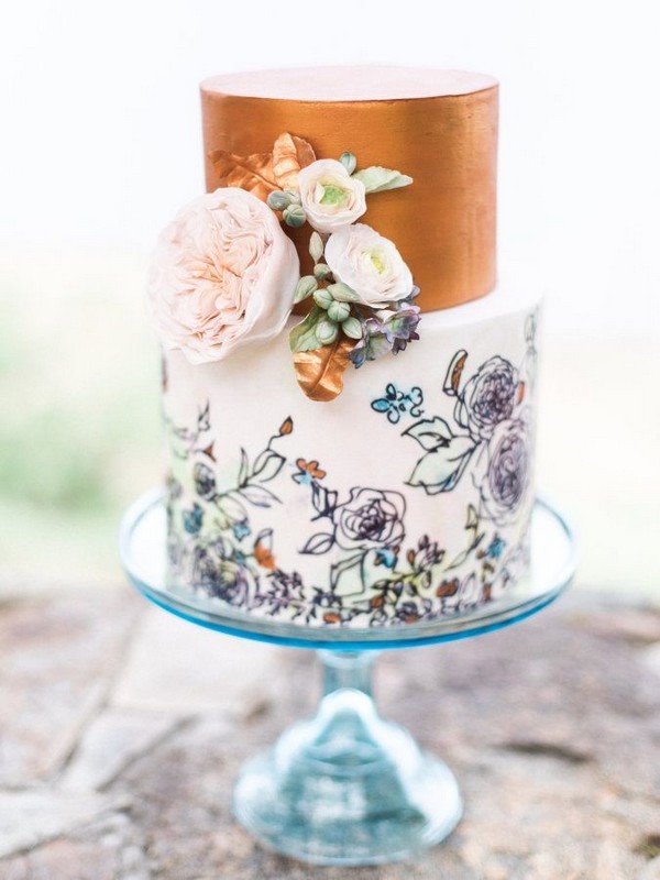 Navy and Copper Wedding Cake