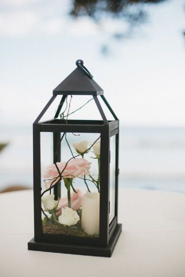 Romantic outdoor black lantern wedding decor