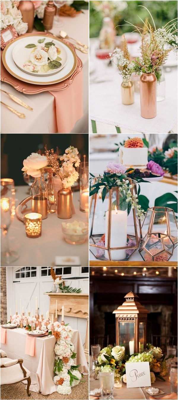 Rose gold bronze copper wedding theme ideas