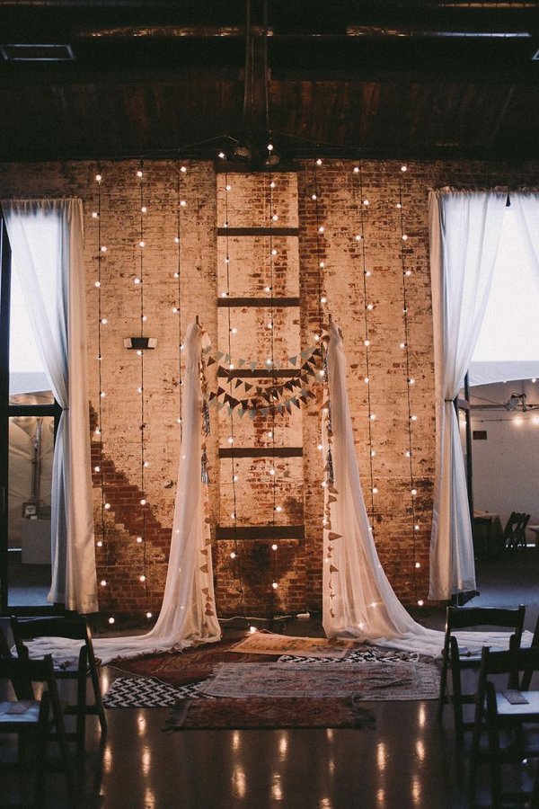 Rustic Indoor Industrial Wedding Backdrop