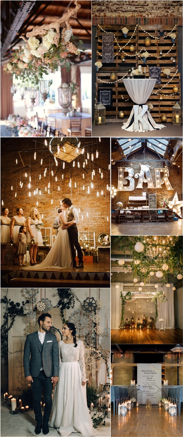 Rustic country indoor industrial wedding ideas