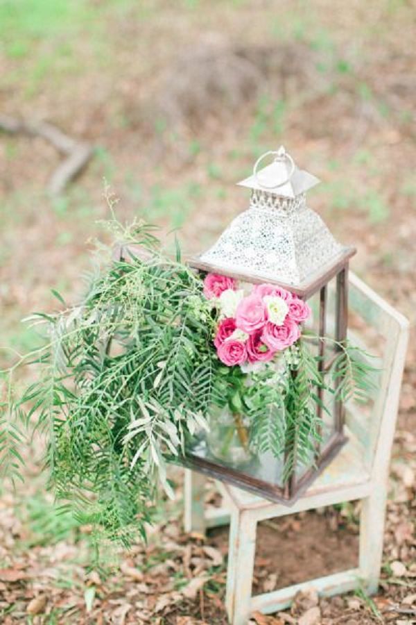 Rustic vintage lantern wedding decor